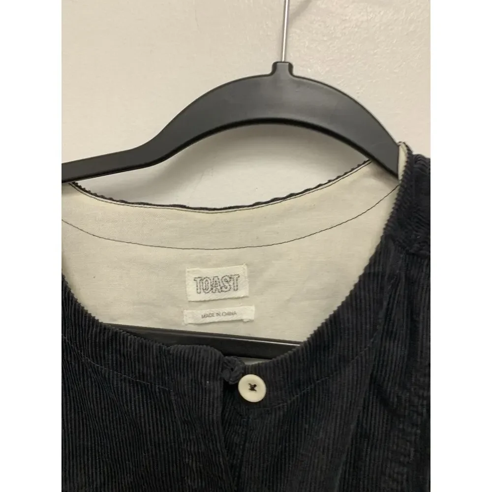 TOAST Cord Tunic Dress Black Grey Corduroy Wale Cotton Large - Picture 2 of 3